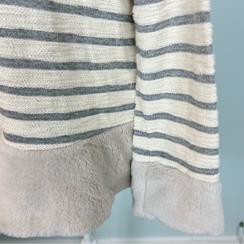 Maeve by Anthropologie Astor Faux Fur Trimmed Striped Pullover Top - Picture 8 of 12